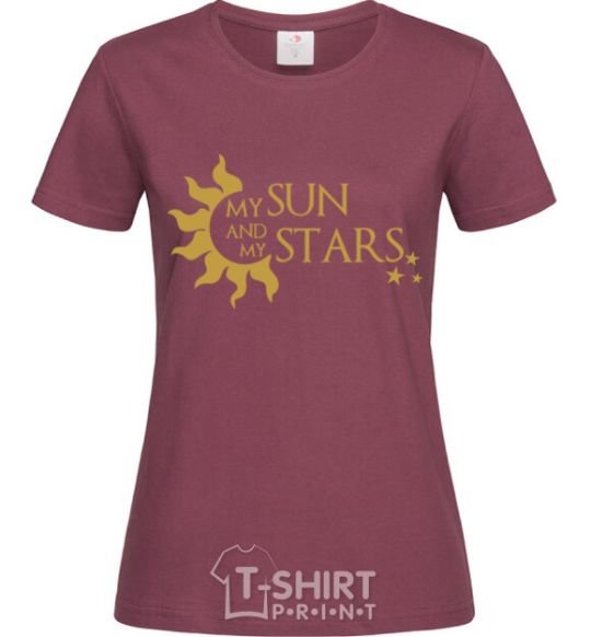 Women's T-shirt My sun and my stars burgundy фото