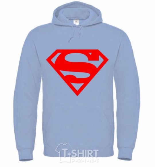 Men`s hoodie Super man sky-blue фото