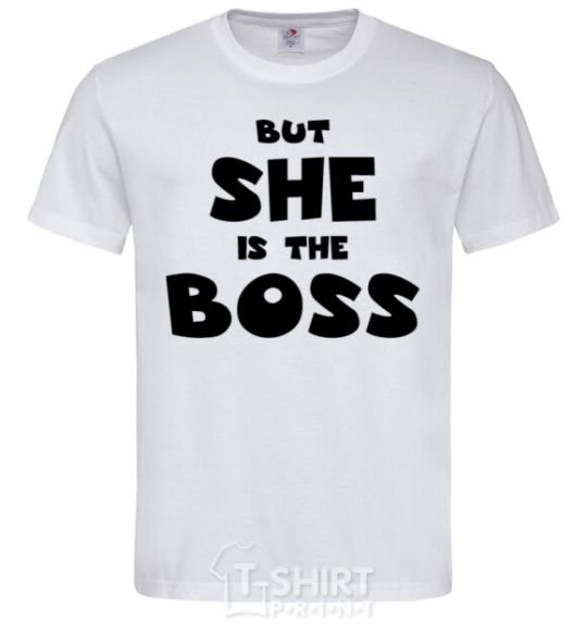 Мужская футболка But she is the boss Белый фото