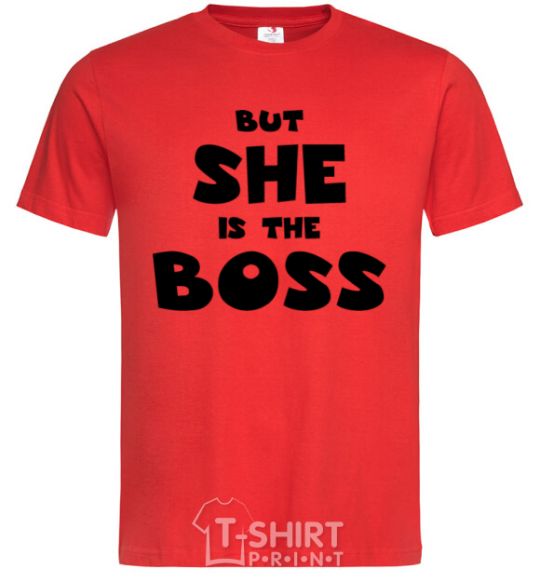 Мужская футболка But she is the boss Красный фото