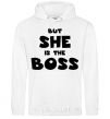 Men`s hoodie But she is the boss White фото