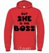 Men`s hoodie But she is the boss bright-red фото