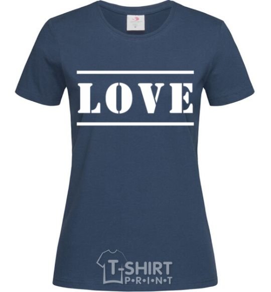 Women's T-shirt Love inscription navy-blue фото