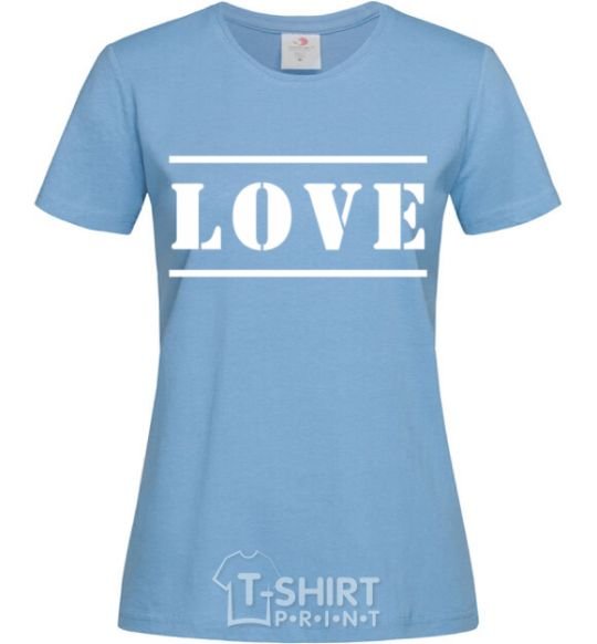 Women's T-shirt Love inscription sky-blue фото