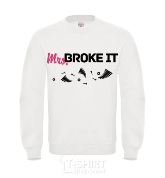 Свитшот Mrs broke it Белый фото