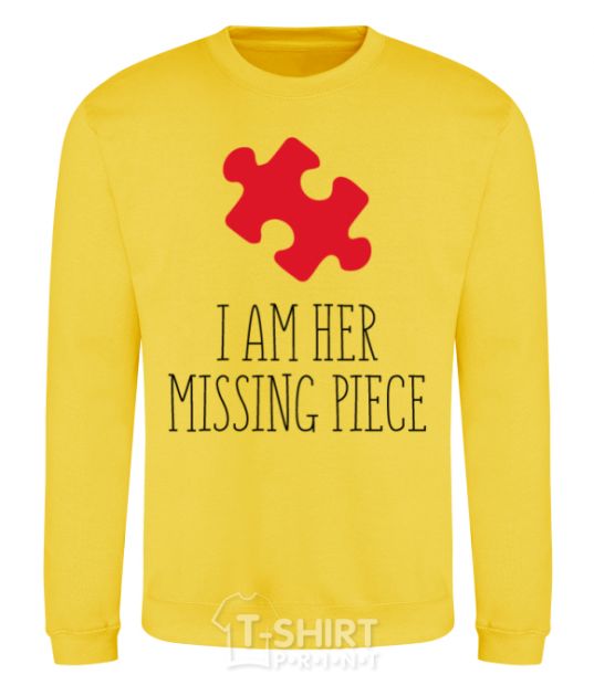 Sweatshirt I am her missing piece yellow фото