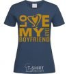 Women's T-shirt I love my crazy boyfriend navy-blue фото