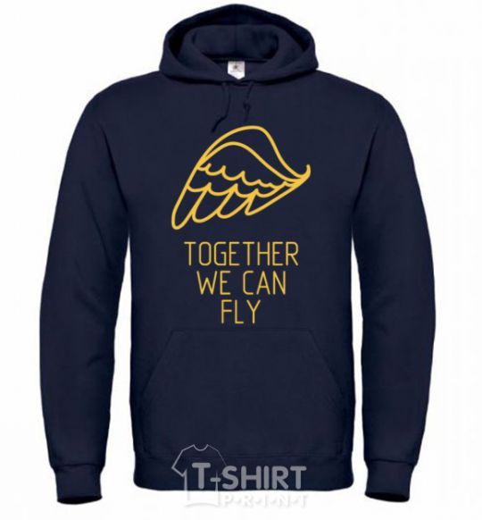 Men`s hoodie Together we can fly yellow navy-blue фото