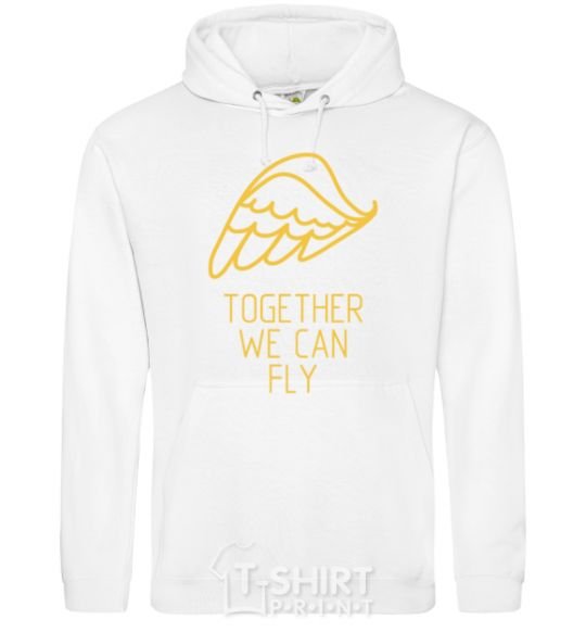 Men`s hoodie Together we can fly yellow White фото