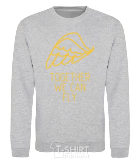 Sweatshirt Together we can fly yellow sport-grey фото