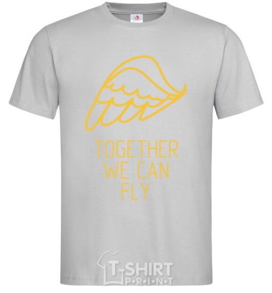 Men's T-Shirt Together we can fly yellow grey фото