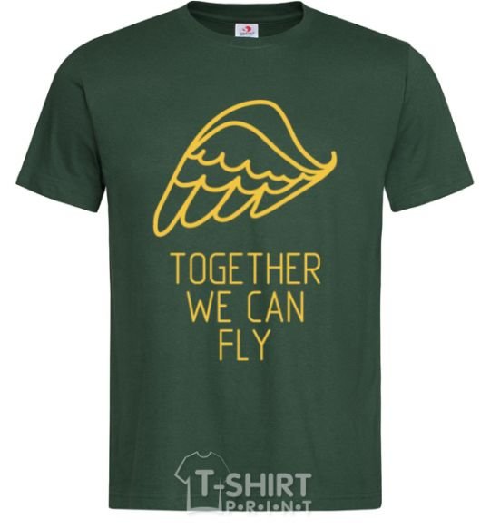 Men's T-Shirt Together we can fly yellow bottle-green фото