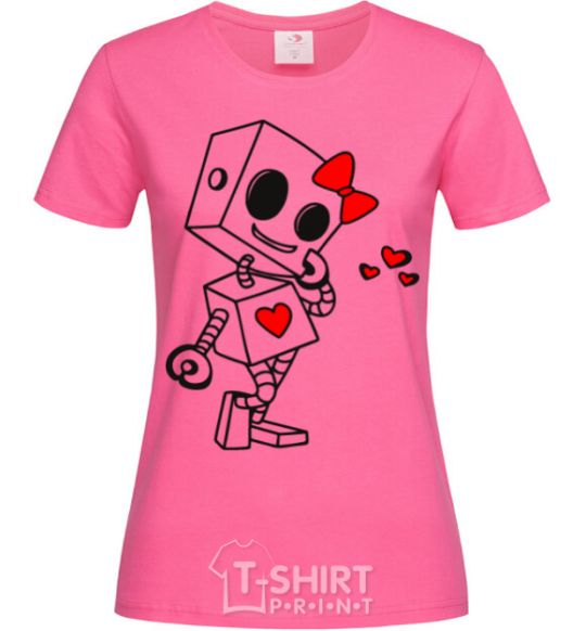 Женская футболка Robot girl Ярко-розовый фото