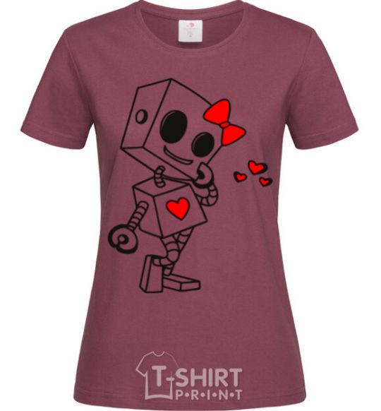 Женская футболка Robot girl Бордовый фото