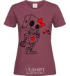 Women's T-shirt Robot girl burgundy фото
