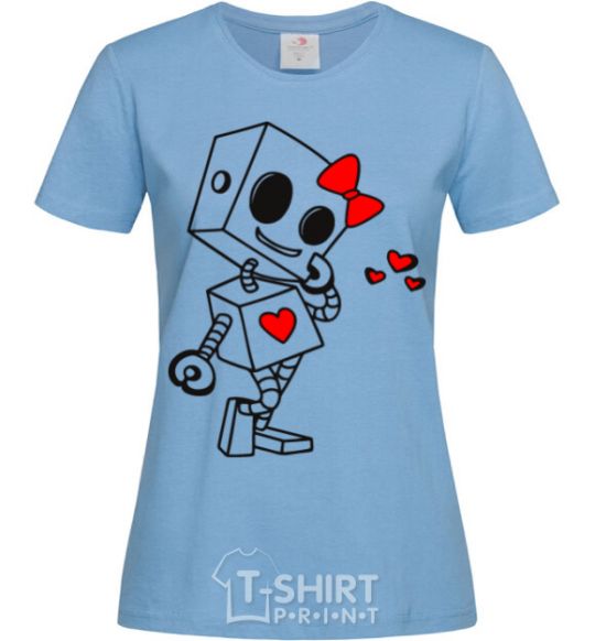 Women's T-shirt Robot girl sky-blue фото