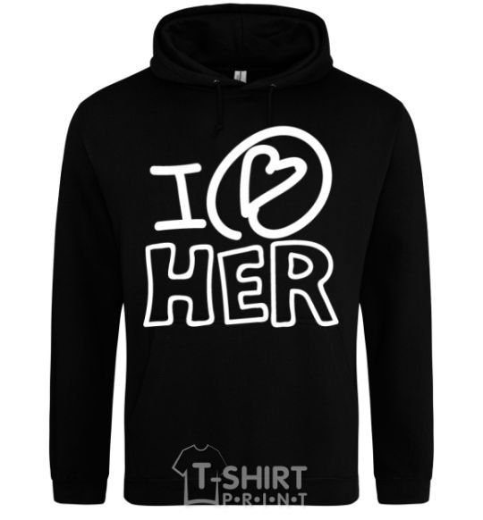 Men`s hoodie I love her full heart black фото