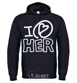 Мужская толстовка (худи) I love her full heart Черный фото