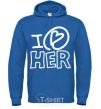 Men`s hoodie I love her full heart royal фото