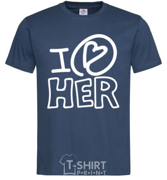 Men's T-Shirt I love her full heart navy-blue фото