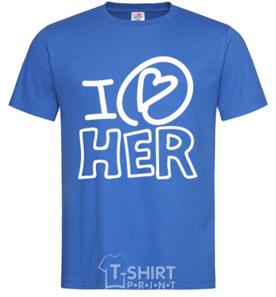 Men's T-Shirt I love her full heart royal-blue фото