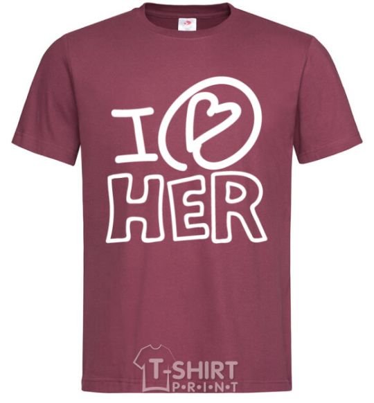 Men's T-Shirt I love her full heart burgundy фото