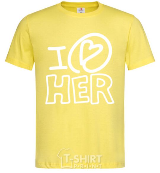 Men's T-Shirt I love her full heart cornsilk фото