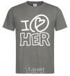 Men's T-Shirt I love her full heart dark-grey фото