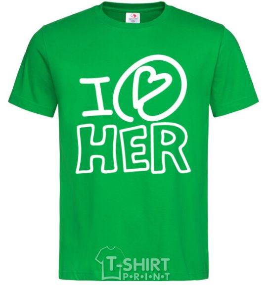 Men's T-Shirt I love her full heart kelly-green фото