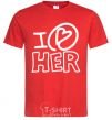 Men's T-Shirt I love her full heart red фото