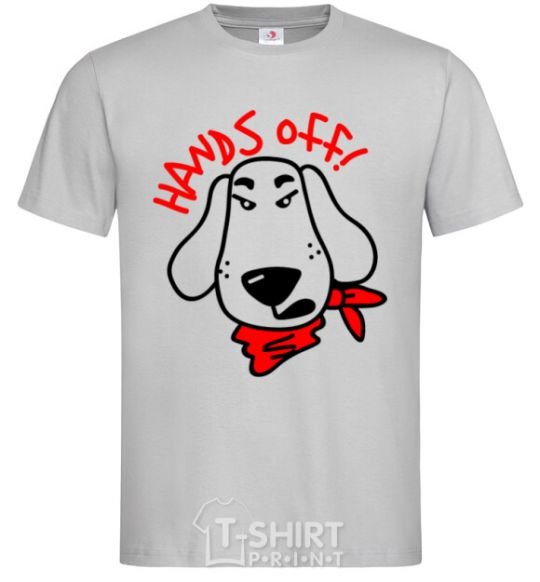 Мужская футболка Hands off dog Серый фото