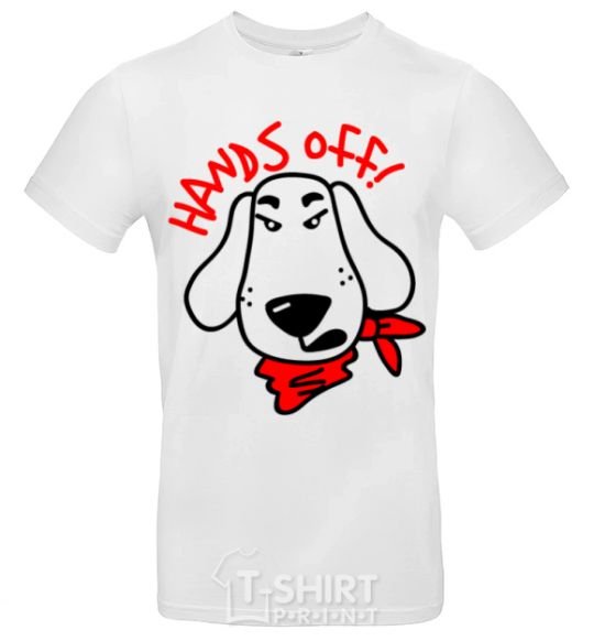 Мужская футболка Hands off dog Белый фото
