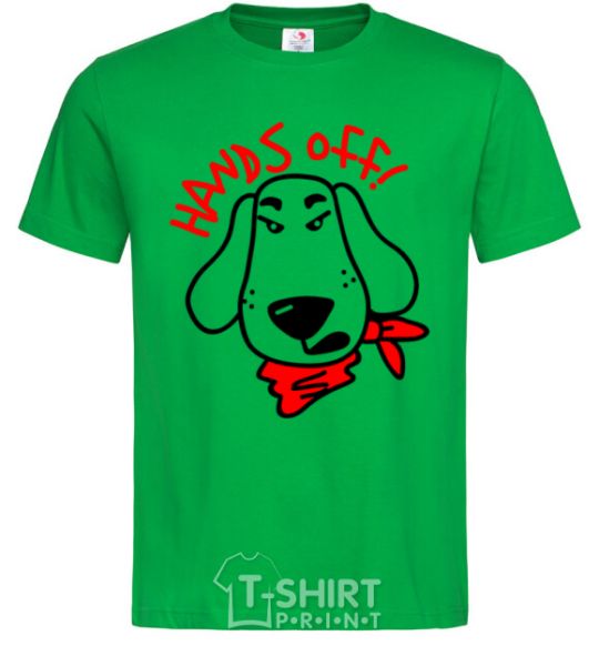 Мужская футболка Hands off dog Зеленый фото