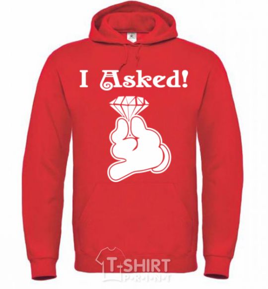 Men`s hoodie I asked bright-red фото