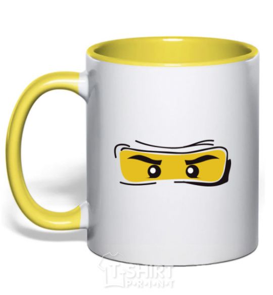 Mug with a colored handle Ninjago boy yellow фото