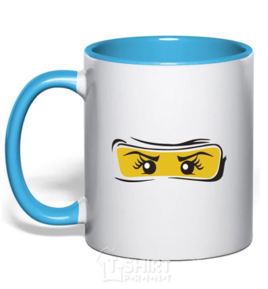 Mug with a colored handle Ninjago girl sky-blue фото