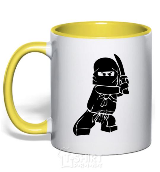 Mug with a colored handle Lego ninjago yellow фото