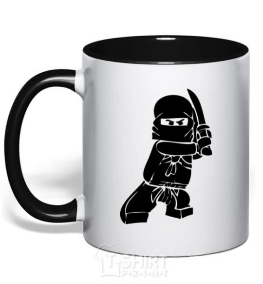 Mug with a colored handle Lego ninjago black фото