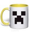 Mug with a colored handle Minecraft logo yellow фото