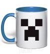 Mug with a colored handle Minecraft logo royal-blue фото