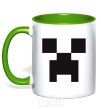 Mug with a colored handle Minecraft logo kelly-green фото