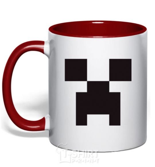 Mug with a colored handle Minecraft logo red фото