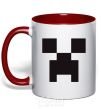 Mug with a colored handle Minecraft logo red фото