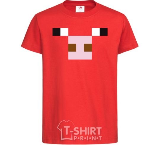 Kids T-shirt Minecraft pig red фото