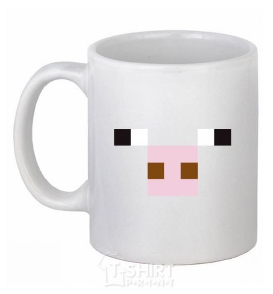 Ceramic mug Minecraft pig White фото