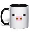 Mug with a colored handle Minecraft pig black фото