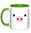 Mug with a colored handle Minecraft pig kelly-green фото