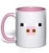 Mug with a colored handle Minecraft pig light-pink фото