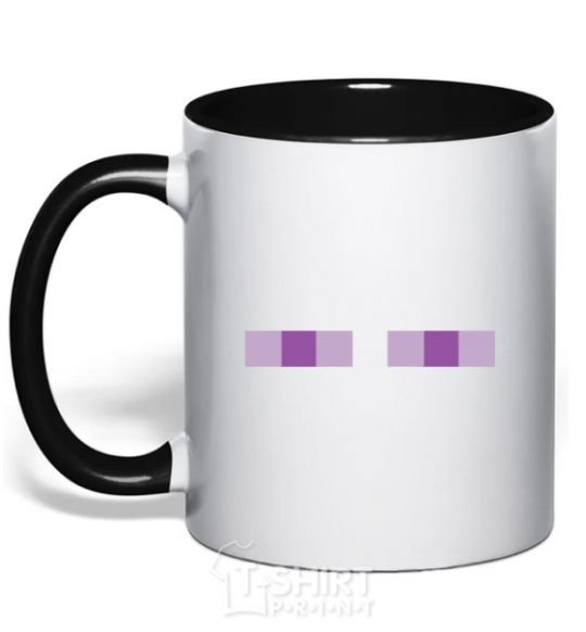 Mug with a colored handle Minecraft eyes black фото