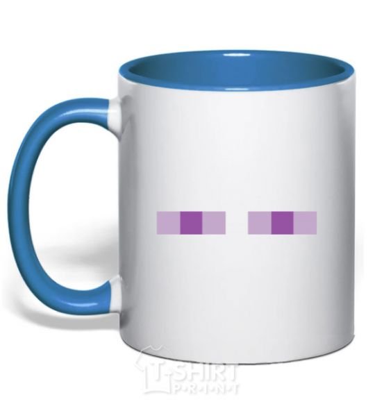 Mug with a colored handle Minecraft eyes royal-blue фото